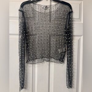 White Birch Black Sheer Pearl Top